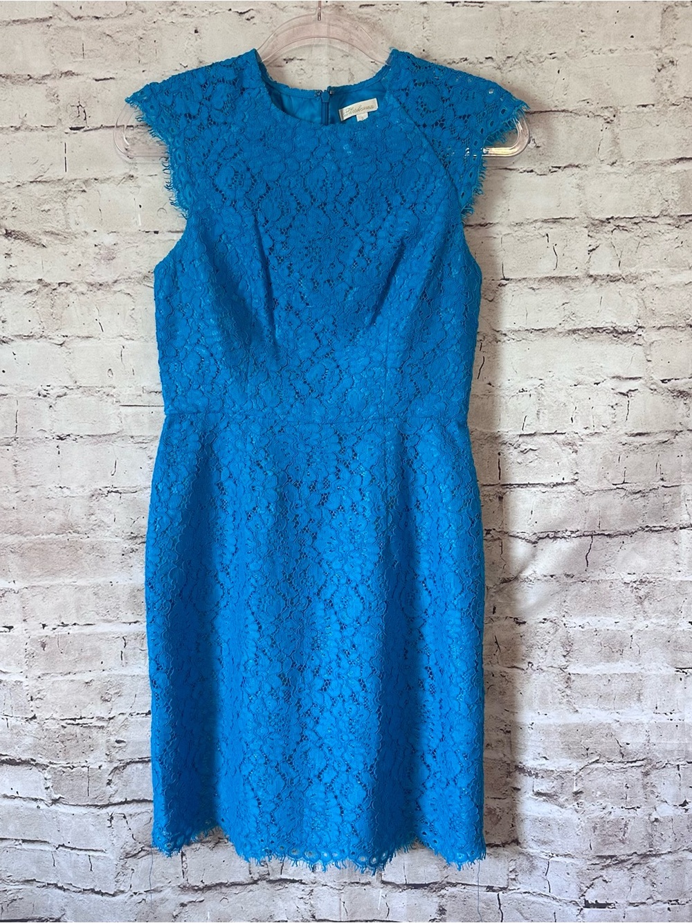Shoshanna Bright Blue Lace Midi Dress